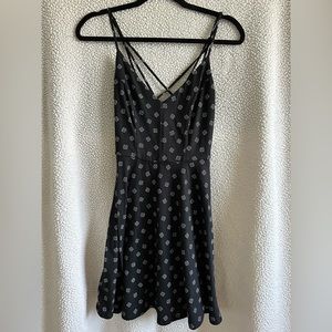 Black printed casual dress, size small